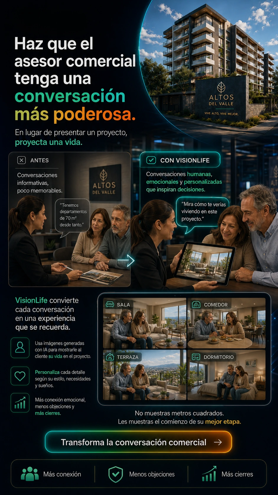 Haz que el asesor comercial tenga una conversación más poderosa.